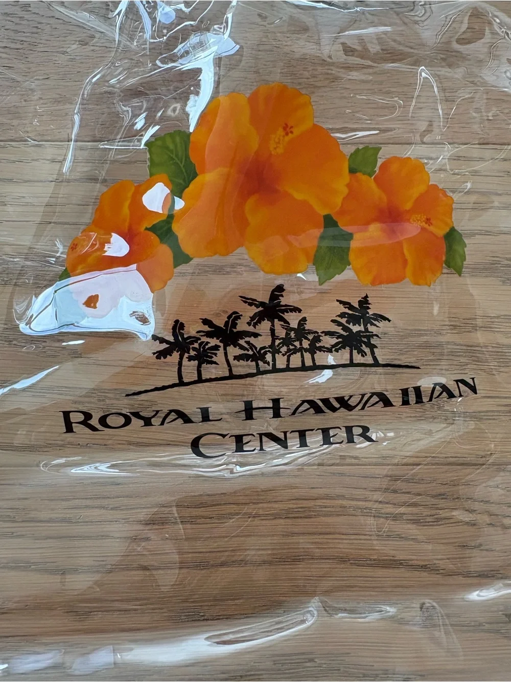 Royal Hawaiian Center Clear Drawstring Backpack with Orange Hibiscus